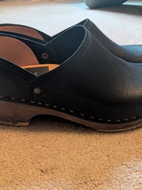 Handmade Black Women's Slip-On Clog Shoes